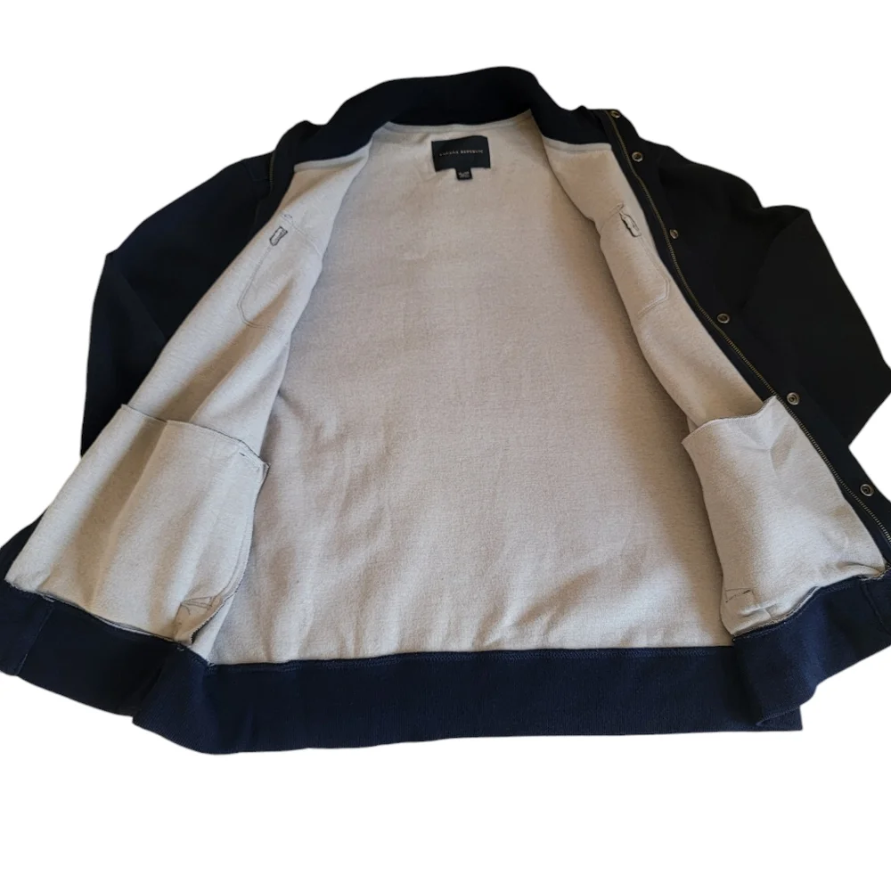 Banana Republic Tactical Sweater Preppy Cardigan Wool Blend Navy Blue Me… - Picture 10 of 17